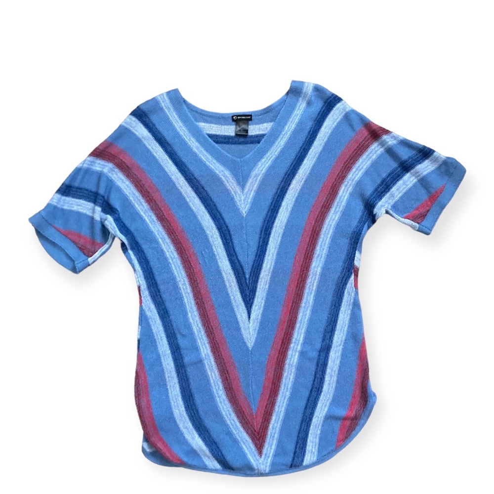 Vintage New Directions Dolman Sleeve Sweater Women’s Large Blue Red Stripes